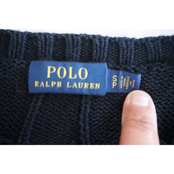 Polo Ralph Lauren Women's Navy Blue Cable Knit Sweater – Size S - Picture 3 of 6